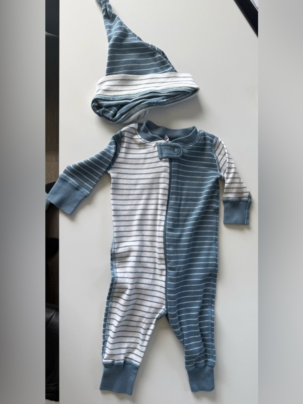 Hanna Andersson Blue & White Striped Organic Cotton One-Piece